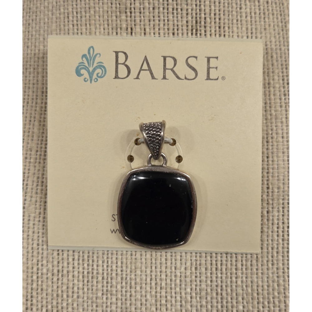 Vintage Sterling Silver & Black Onyx Barse Pendant New Old Stock